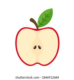 Cartoon red apple vector With green leaves on top Isolated on white background Weight loss ideas.