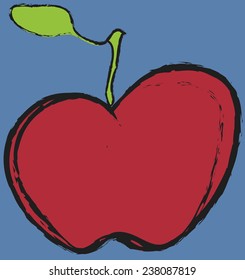 cartoon red apple, vector illustration