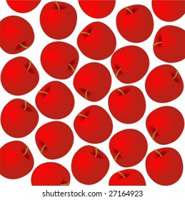 Cartoon red apples pattern on a white background.