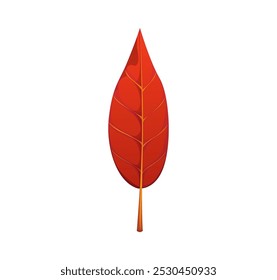 Cartoon rotes Herbstblatt, die lebendige Farben des Herbstes einfangen. Ein isoliertes, vektor-helles Blatt vermittelt ein warmes und gemütliches Gefühl, das den Wechsel der Jahreszeiten symbolisiert. Bunte natürliche gefallene Baumblätter