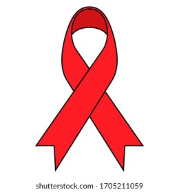 Cartoon Red Awareness Ribbon Illustration