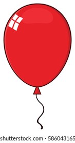 Cartoon Red Balloon. Vector Illustration Isolated On White Background