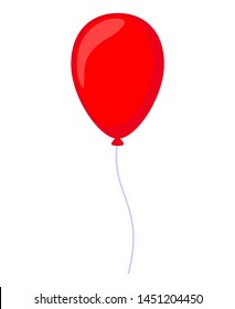 Cartoon red baloon. Decorative party element. Birthday themed vector illustration for icon, stamp, label, certificate, brochure, gift card, poster, coupon or banner decoration