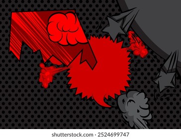 Cartoon red and black background, comic book backdrop. Retro vector comics pop art design.
