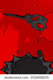 Fundo vermelho e preto dos desenhos animados, pano de fundo dos quadrinhos. Quadrinhos vetoriais retrô com design de arte pop.