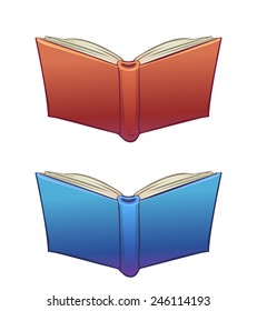 Cartoon red and blue books 