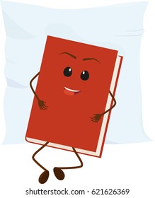 cartoon red book rests on pillow