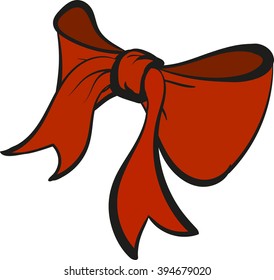 Cartoon Red Bow Isolated Icon Vector Illustration