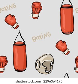 Cartoon red boxing glove icon, front and back. Isolated vector illustration.