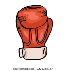 Cartoon red boxing glove icon, front and back. Isolated vector illustration