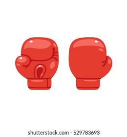 Мультфильм красный бокс перчатка значок, спереди и сзади. Изолированная векторная иллюстрация.