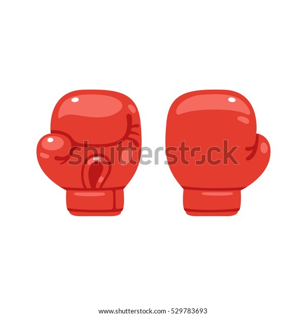 Cartoon red boxing glove icon, front and
back. Isolated vector
illustration.
