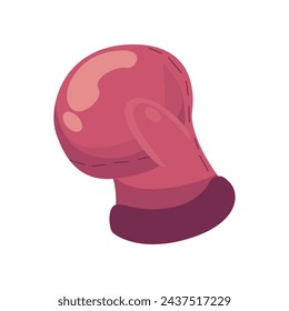 Cartoon red boxing glove vector icon on white background. Sport equipment