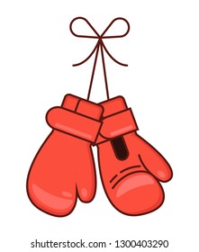 Cartoon red boxing gloves. Vector illustration.