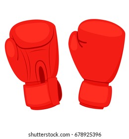 Cartoon red boxing gloves. Vector illustration isolated on white background