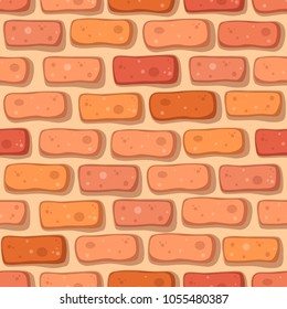 Cartoon red brick seamless pattern. Vector eps 10