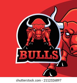 Cartoon red bull mascot template design