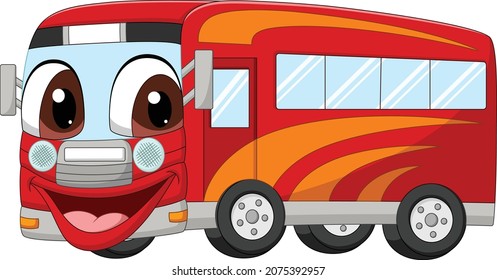 Cartoon red bus mascot character