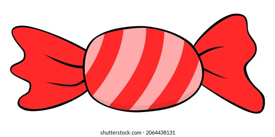 Cartoon red candy icon. Sweet vector illustration isolated on white background.