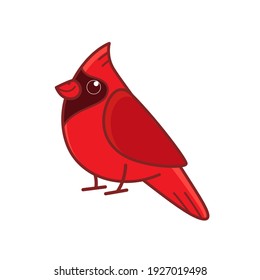 Cartoon red cardinally. Simple contour vector illustration for logo, emblem, badge, insignia.