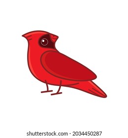 Cartoon red cardinally. Simple contour vector illustration for logo, emblem, badge, insignia.