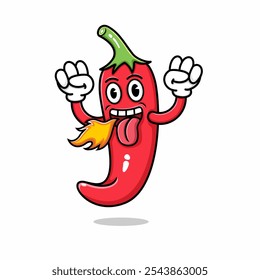 cartoon red chili, strong with spicy.