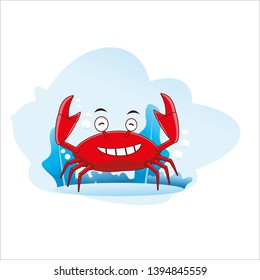 cartoon red crab illustration vector