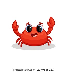 cartoon red crab isolated on white background. Cute crab, character for your design.Vector illustration