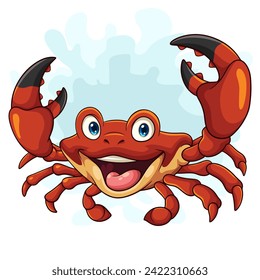 Cartoon red crab isolated on white background