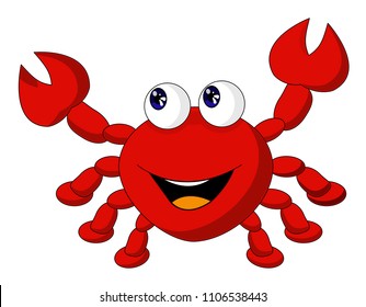The Cartoon Red crab Nautical vector ocean set with sea creatures.