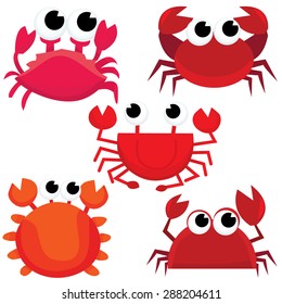 Cartoon red crabs vector illustration.