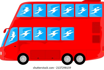 cartoon red cute double decker bus vector