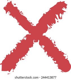cartoon red delete web icon, vector
