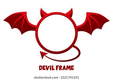 Quadrado vermelho do diabo. Redondo quadro de demônio bonito ou avatar para seus projetos. Símbolo do mal para cartão de saudação ou faixa Criativa de Halloween