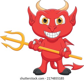 cartoon red devil holding trident