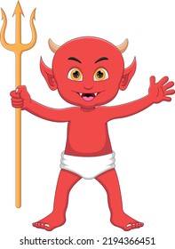 cartoon red devil holding trident