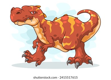 Cartoon red dinosaur on white background