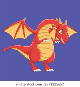 Cartoon red dragon animal character design illustration