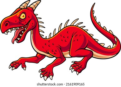Cartoon red dragon on white background