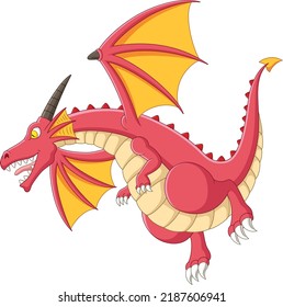 Cartoon red dragon on white background