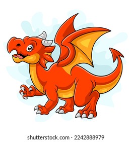 Cartoon Red dragon on white background