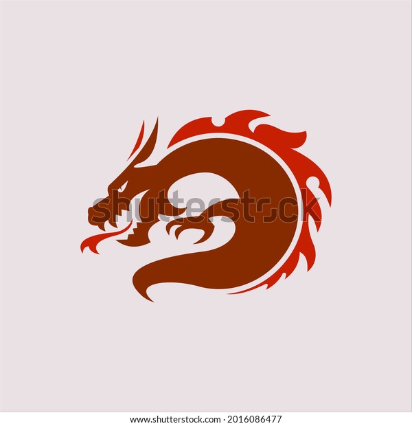 Cartoon Red Dragon Silhouette Tribal Animal Stock Vector (Royalty Free ...