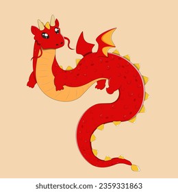 cartoon red dragon, symbol of Chinese New Year 2024