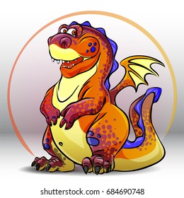 Cartoon red dragon. Vector Illustration Clip Art
