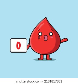 Cartoon red drops with blood type sign in hands vector image illustration