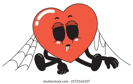 Cartoon Red Emotionless Heart Character