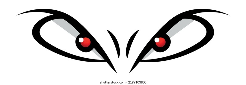 Cartoon red eyes evil angry emotion vector graphic