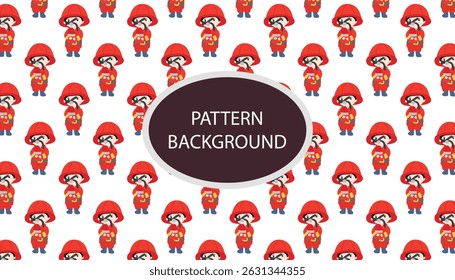 Cartoon red fire fighter isolated on white background. pattern fighter