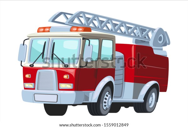 Cartoon Red Fire Truck Car Sticker Stock Vector (Royalty Free) 1559012849