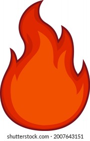 Cartoon Red Fire. Vector Hand Drawn Illustration Isolated On Transparent Background